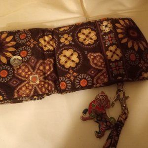 Vela Brandon Women's Wallet Pug Keychain Flowers All Over Design